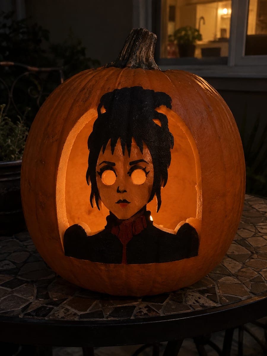 Hard Lydia Deetz Pumpkin Head-and-Shoulders Design