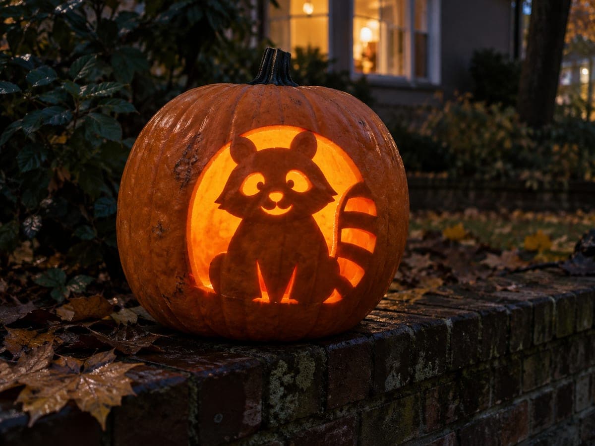 Hard Raccoon Pumpkin Carving with Striped Tail