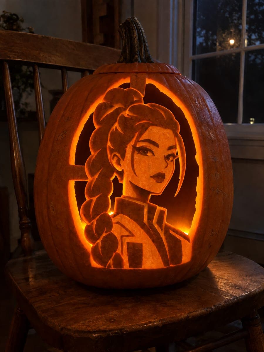 Hard Rumi KPop Demon Hunters Pumpkin Portrait