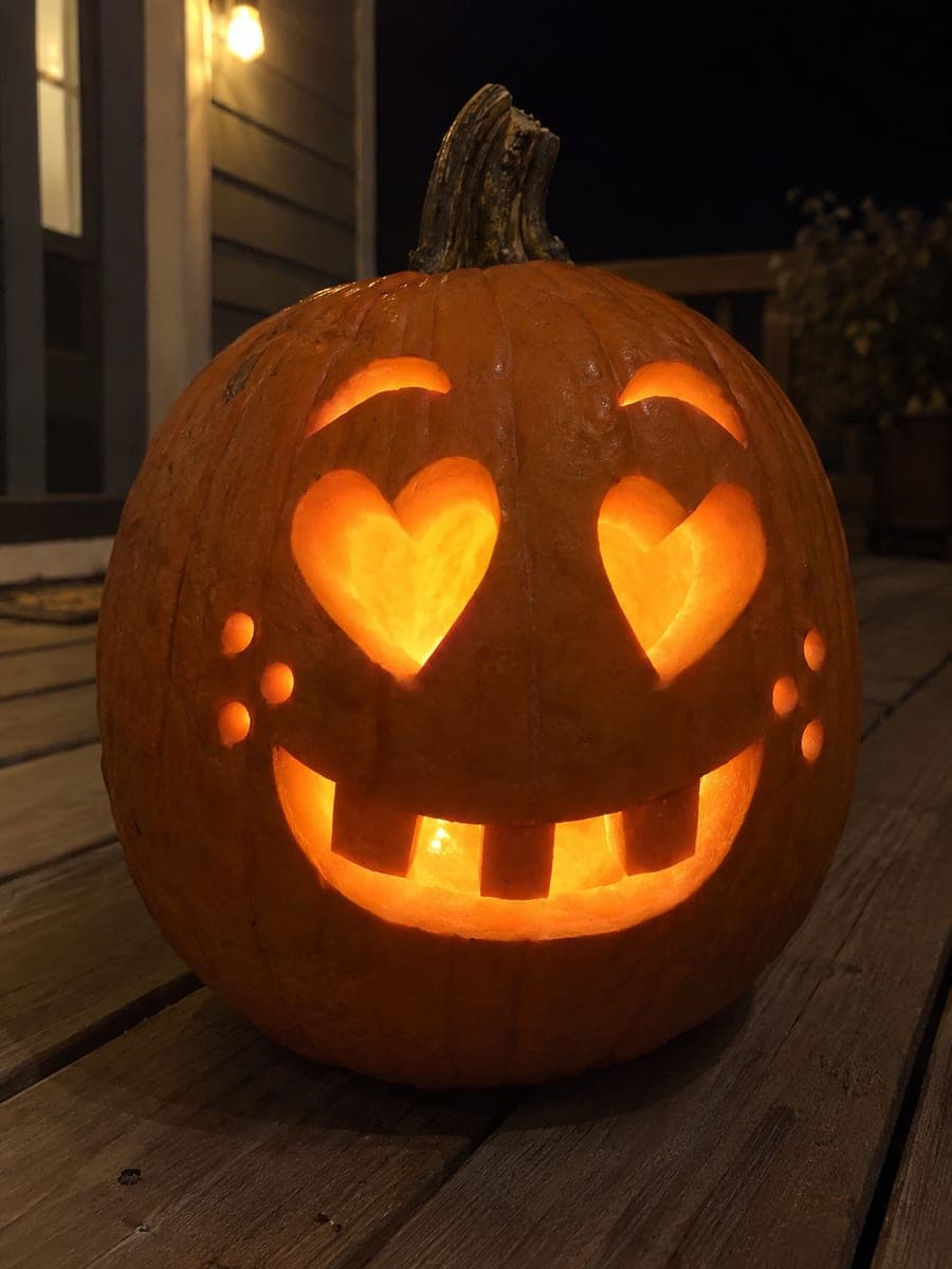 Heart Eyes Pumpkin with Brows and Cheek Dots