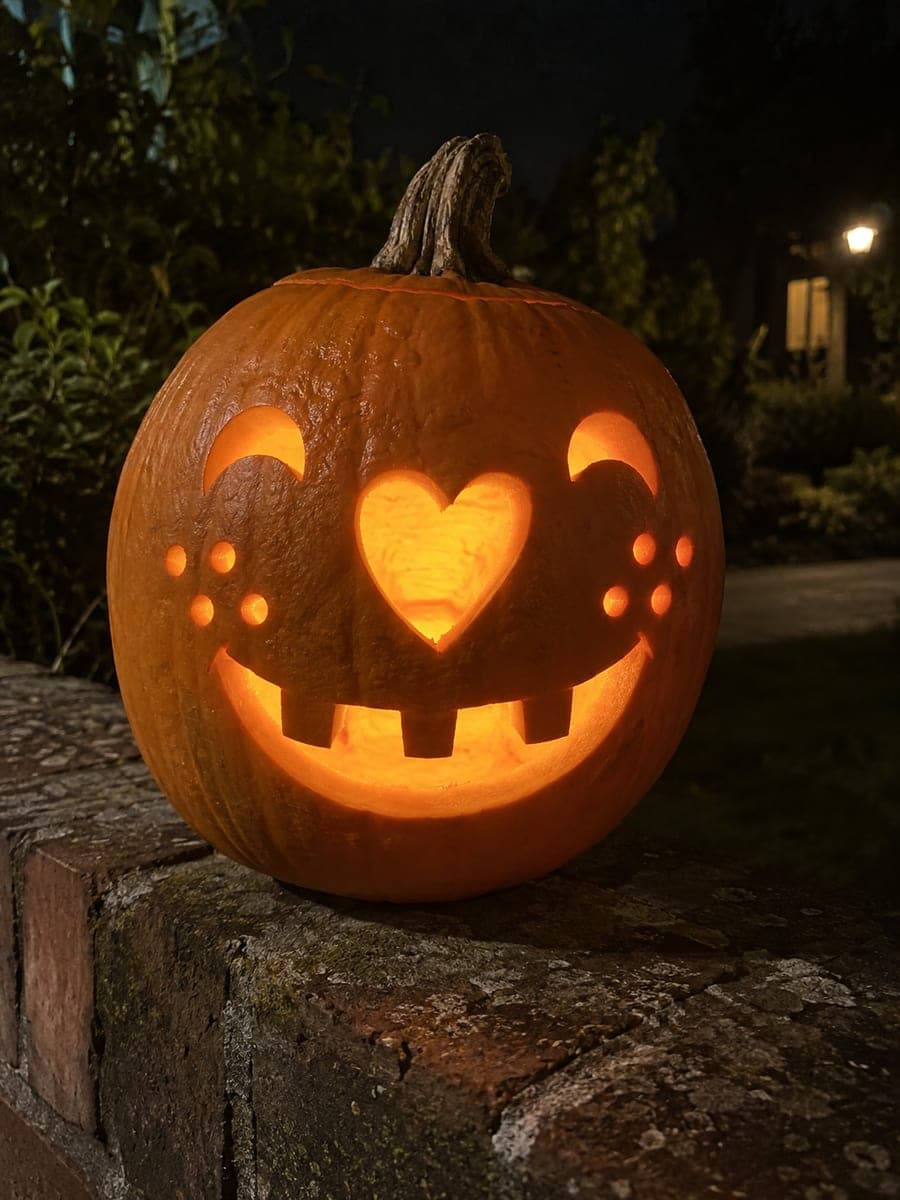 Heart Nose Pumpkin with Freckle Holes