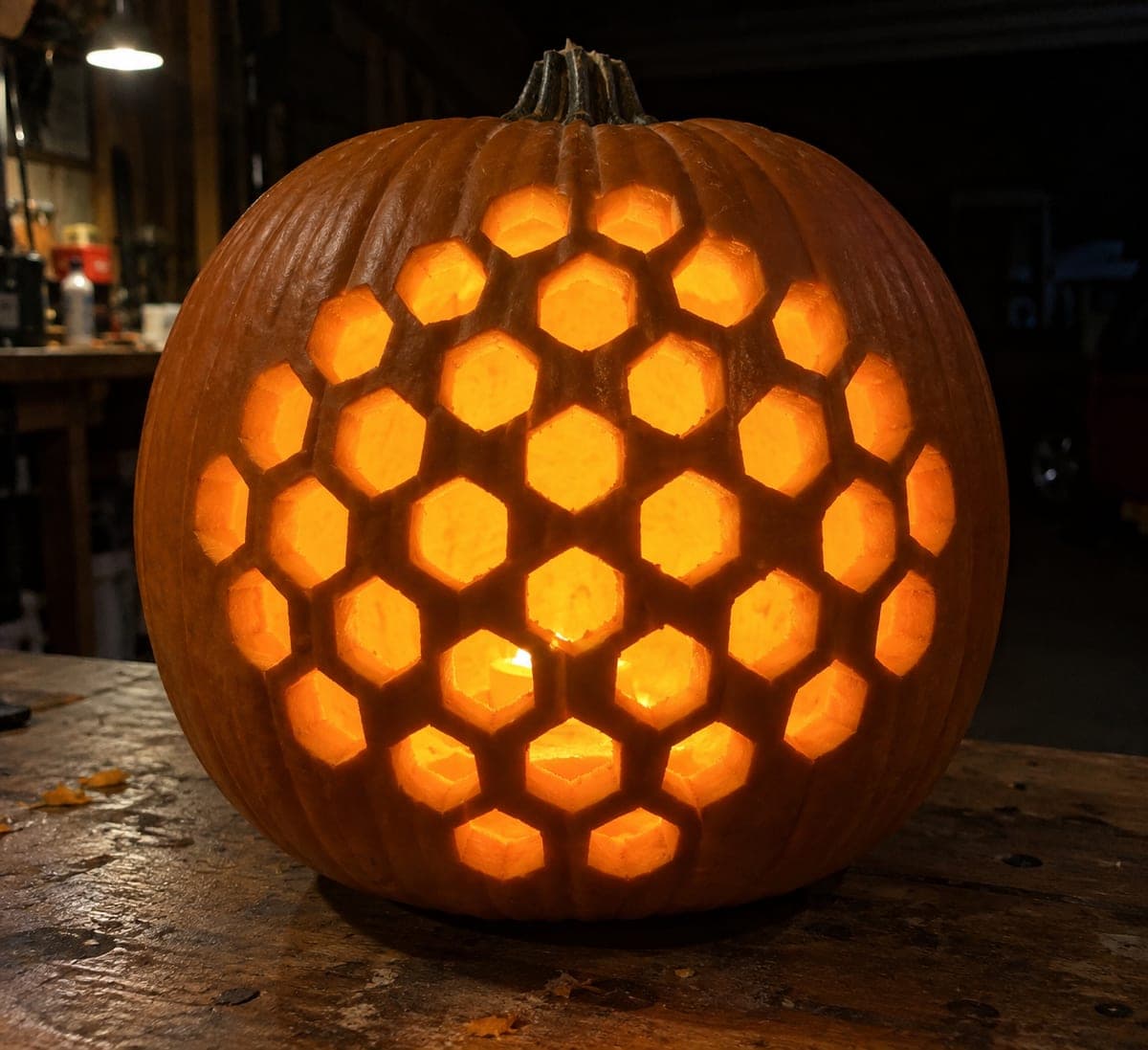 Honeycomb Hexagon Geometric Pumpkin Carving Lantern