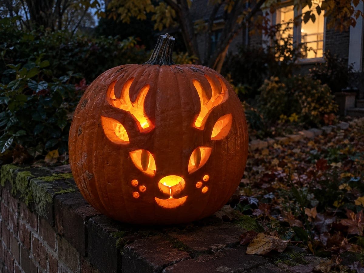 Intermediate Deer Jack-O-Lantern with Antler Detail