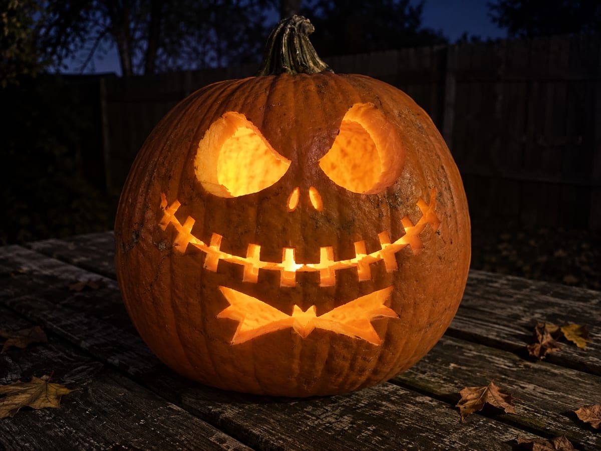Jack Skellington Face and Bat Bow Tie Pumpkin