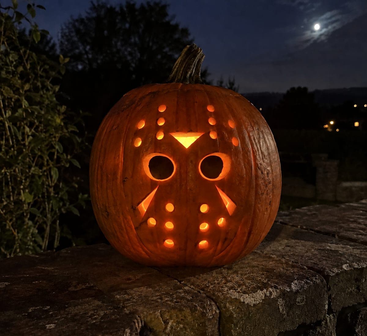 Jason Voorhees Mask With Chevron Pumpkin Carving