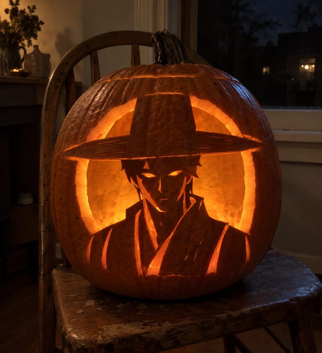 Jinu in Traditional Gat Hat Jack-O-Lantern