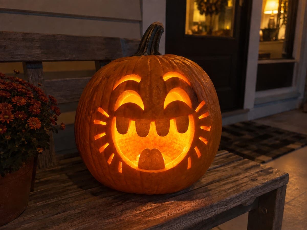 Laughing Tongue Pumpkin With Cheek Laugh Lines