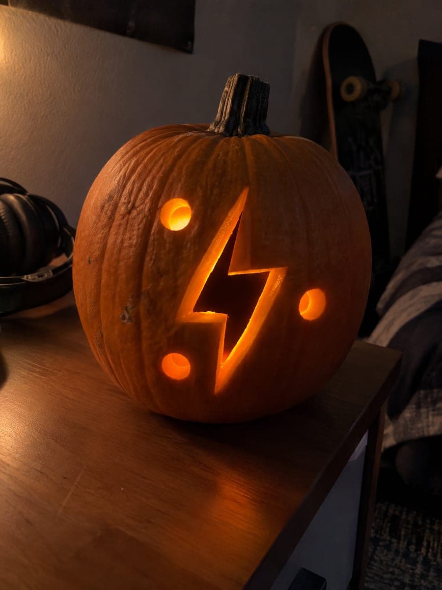 Lightning Bolt Pumpkin Carving Idea for Teens