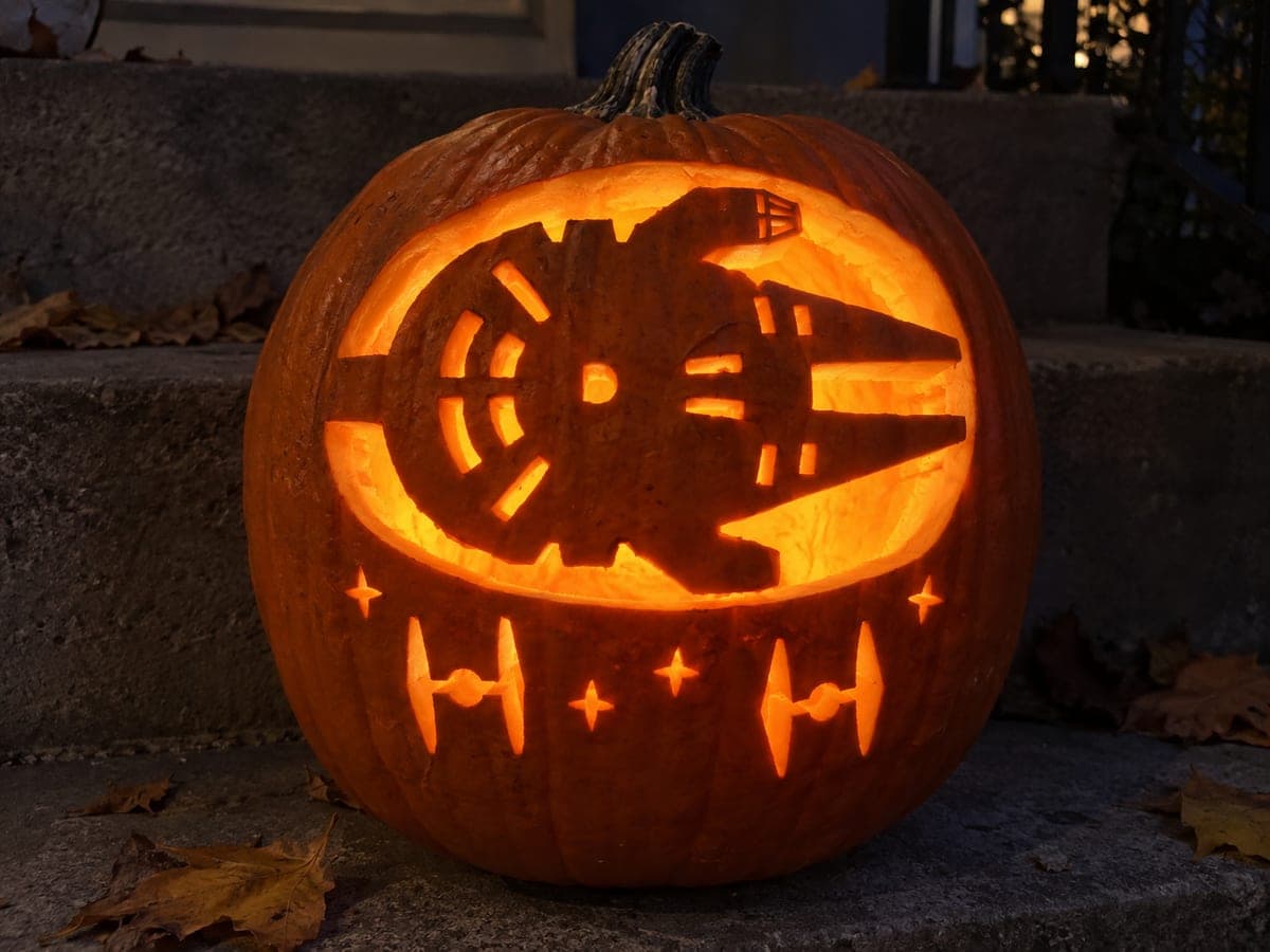 Millennium Falcon Pumpkin With Glowing Vents