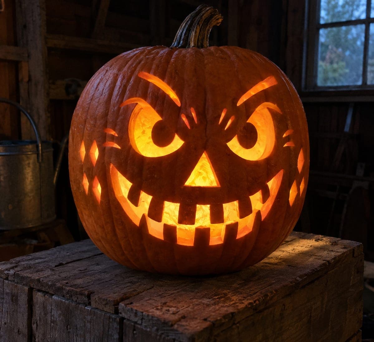 Mischievous Pumpkin Face with Wrinkle Holes and Cheek Diamonds