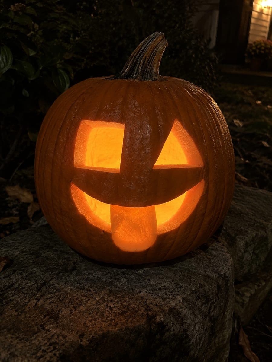 Mismatched Eye Pumpkin With Tongue Cutout