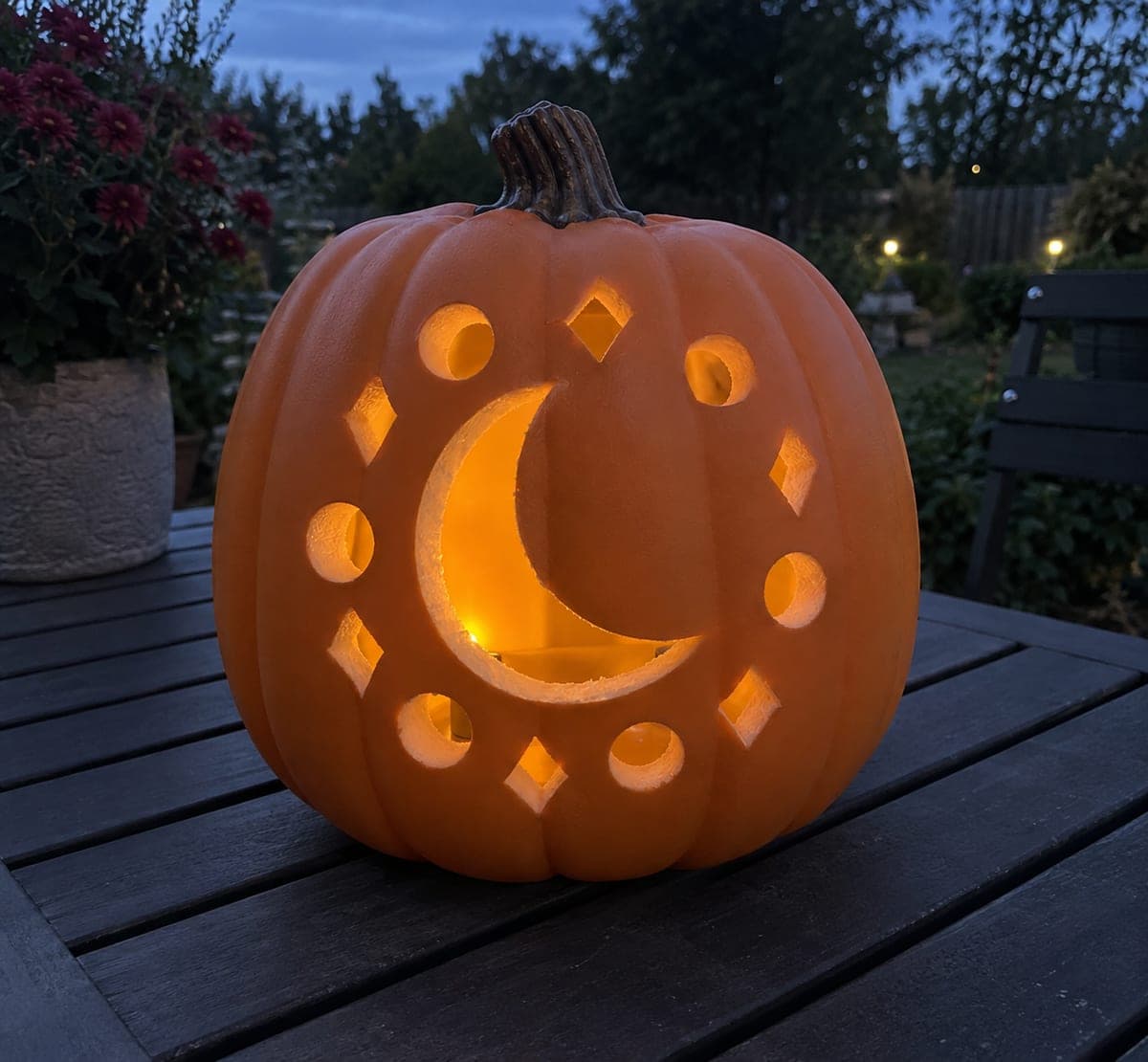 Moon and Diamond Cutout Foam Pumpkin Carving