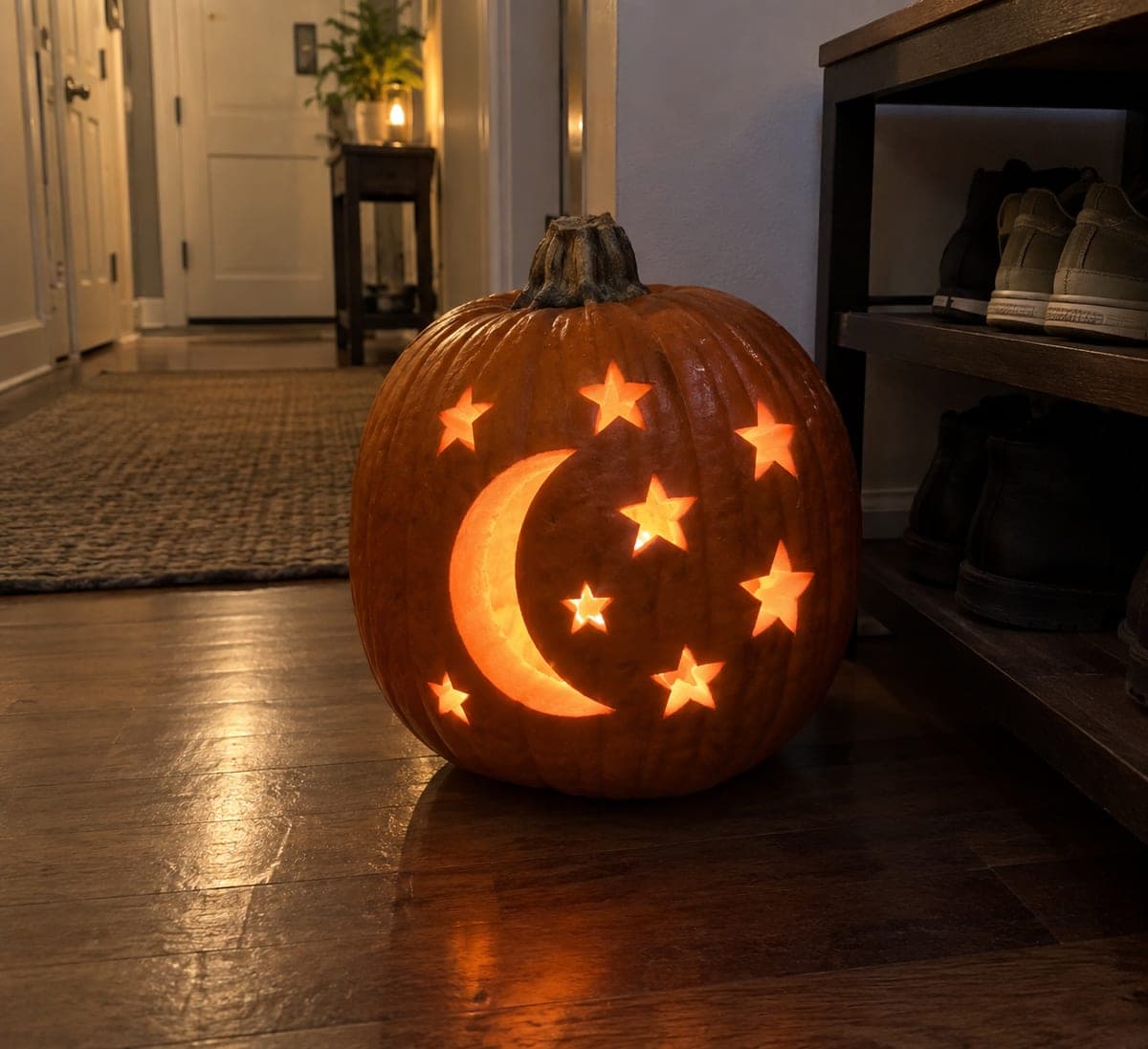 Moon and Stars Lantern Pumpkin for Beginner Carvers