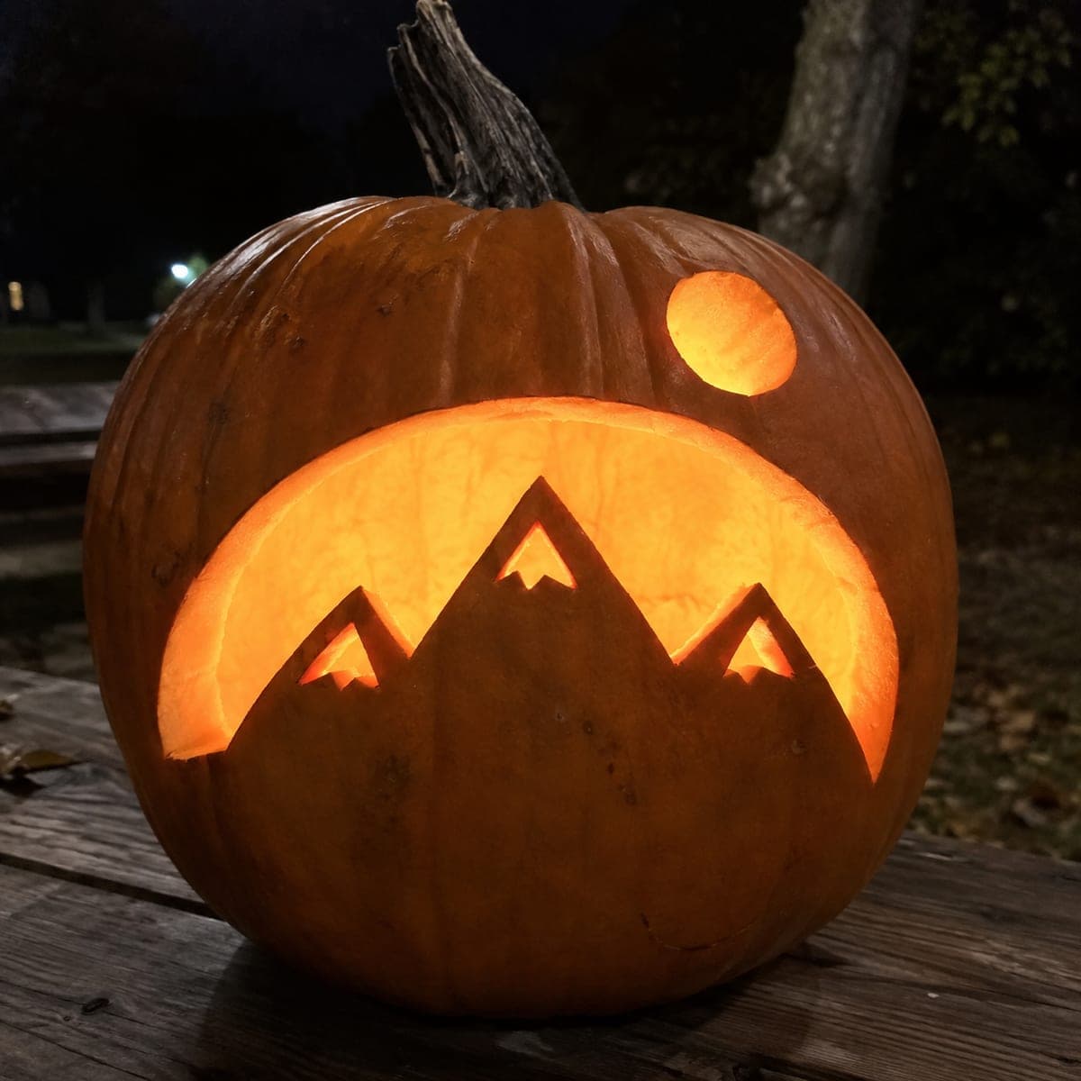 Mountain Range Pumpkin With Glowing Snowcap Openings