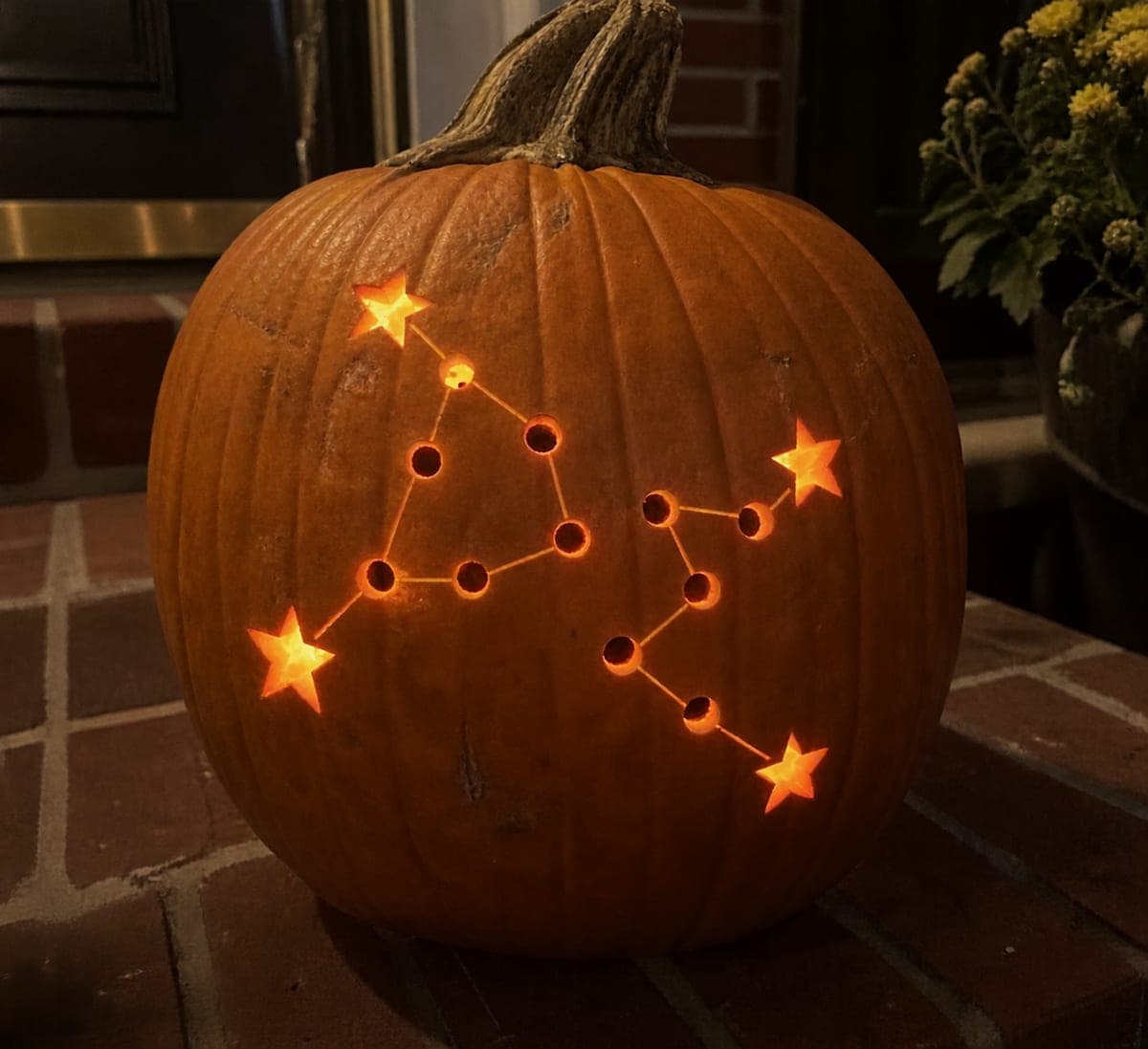 Multi-Star Constellation Pumpkin With Glowing Points and Lines