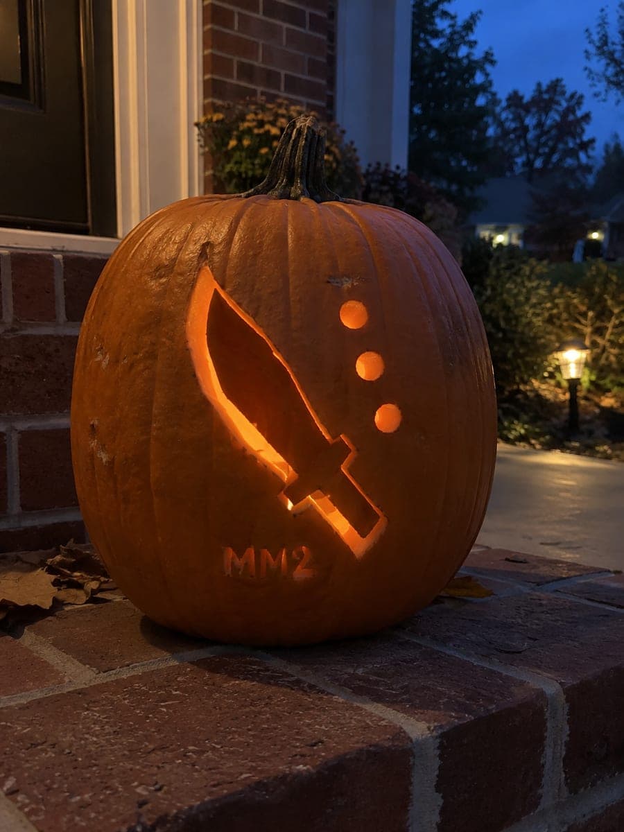 Murder Mystery 2 Knife Symbol Pumpkin on Doorstep