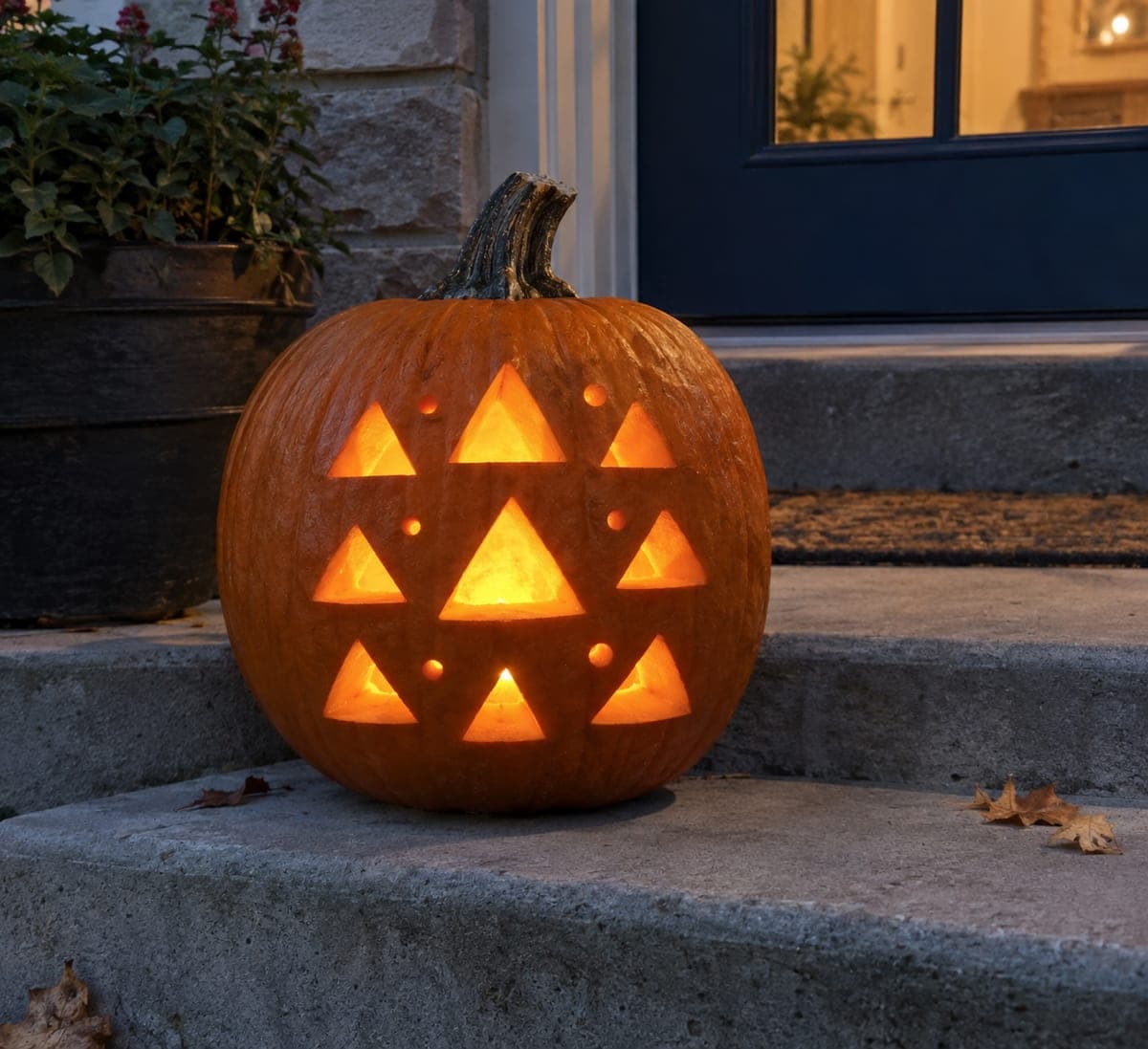 Nine Triangle Grid Geometric Pumpkin Carving Pattern
