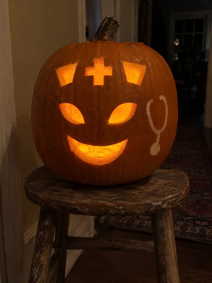 Nurse Cap and Stethoscope Pumpkin Carving Idea