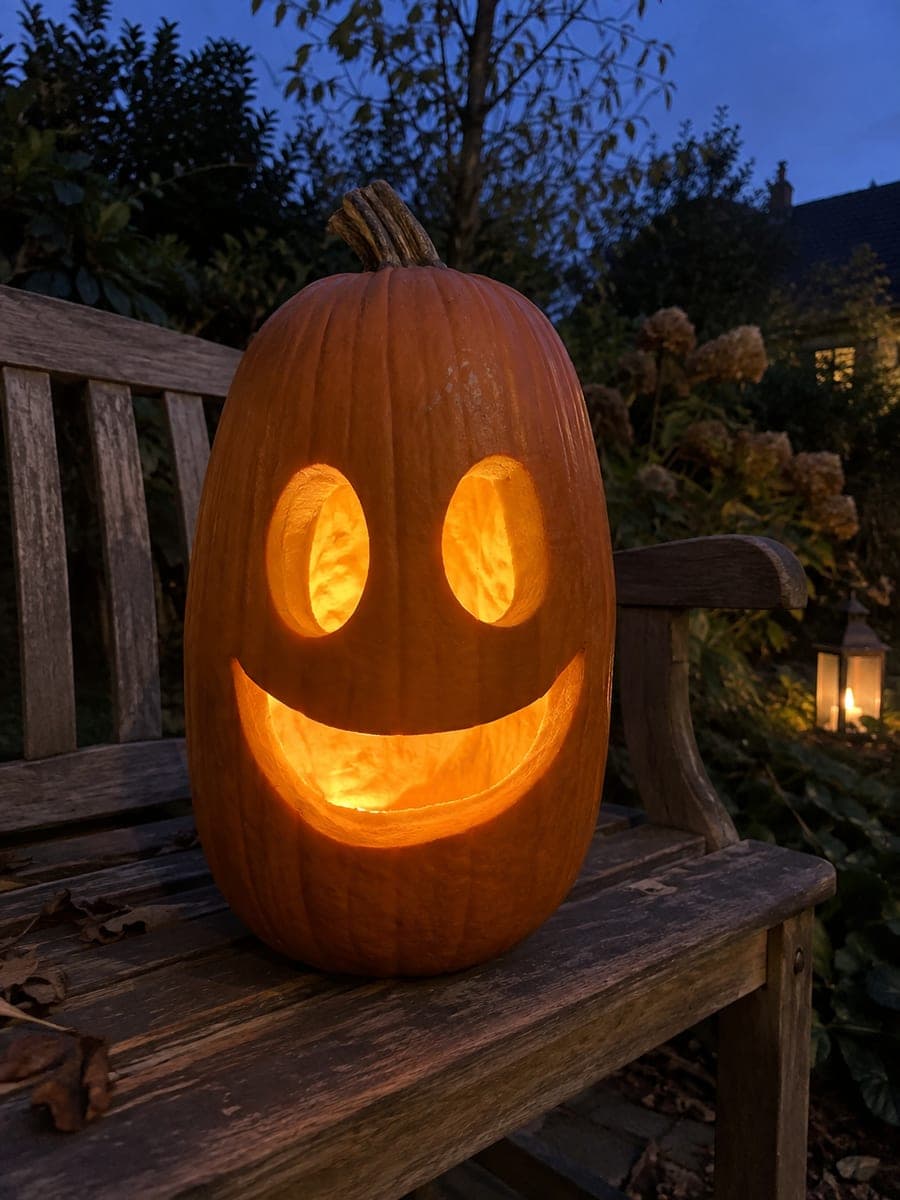Oval Eyes and Crescent Smile Oblong Pumpkin