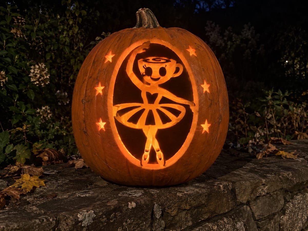 Oval Frame Ballerina Cappuccina Pumpkin with Heart Aperture