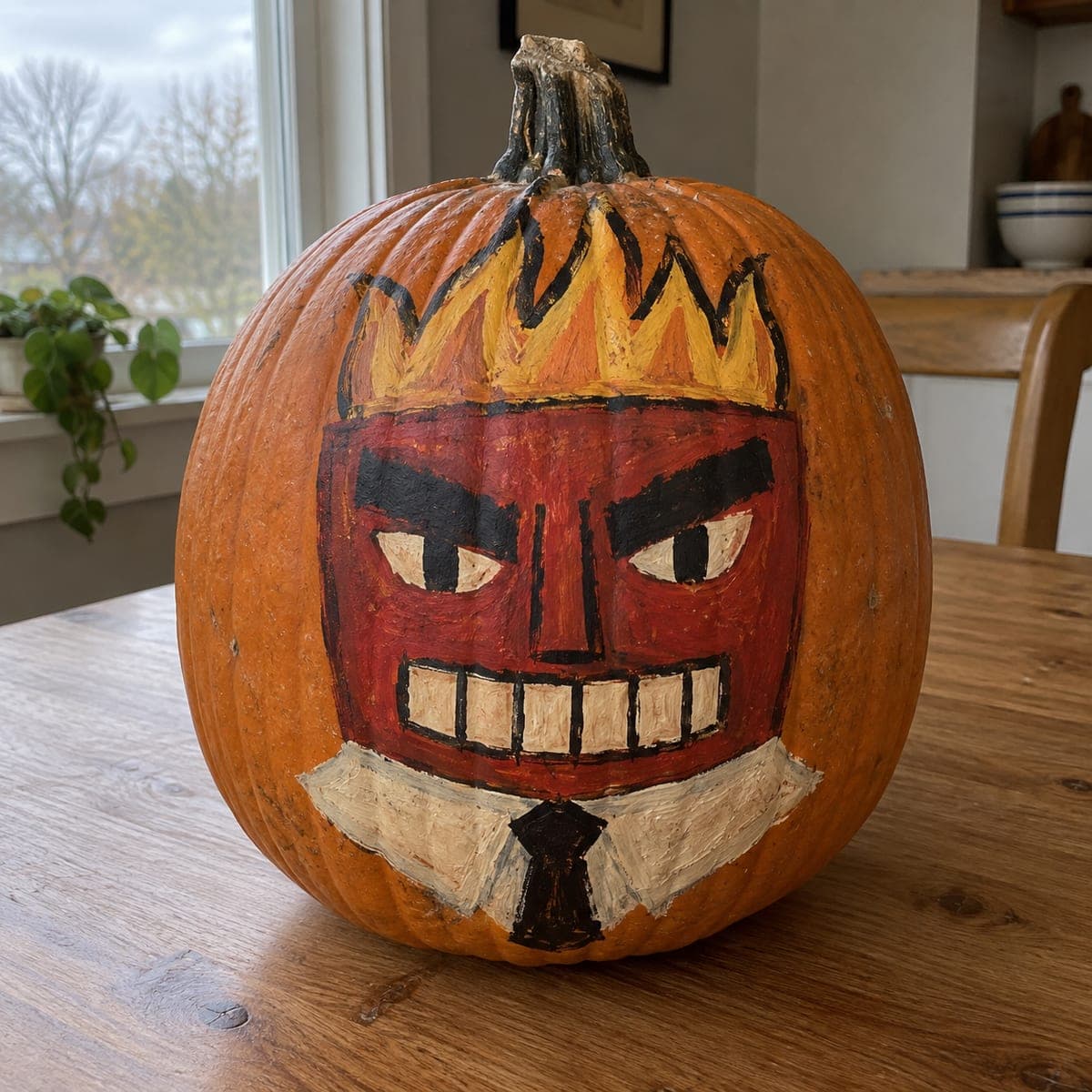 Painted Anger No-Carve Pumpkin Carving Idea