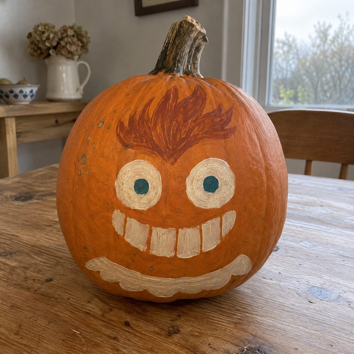 Painted Anxiety Character No-Carve Pumpkin