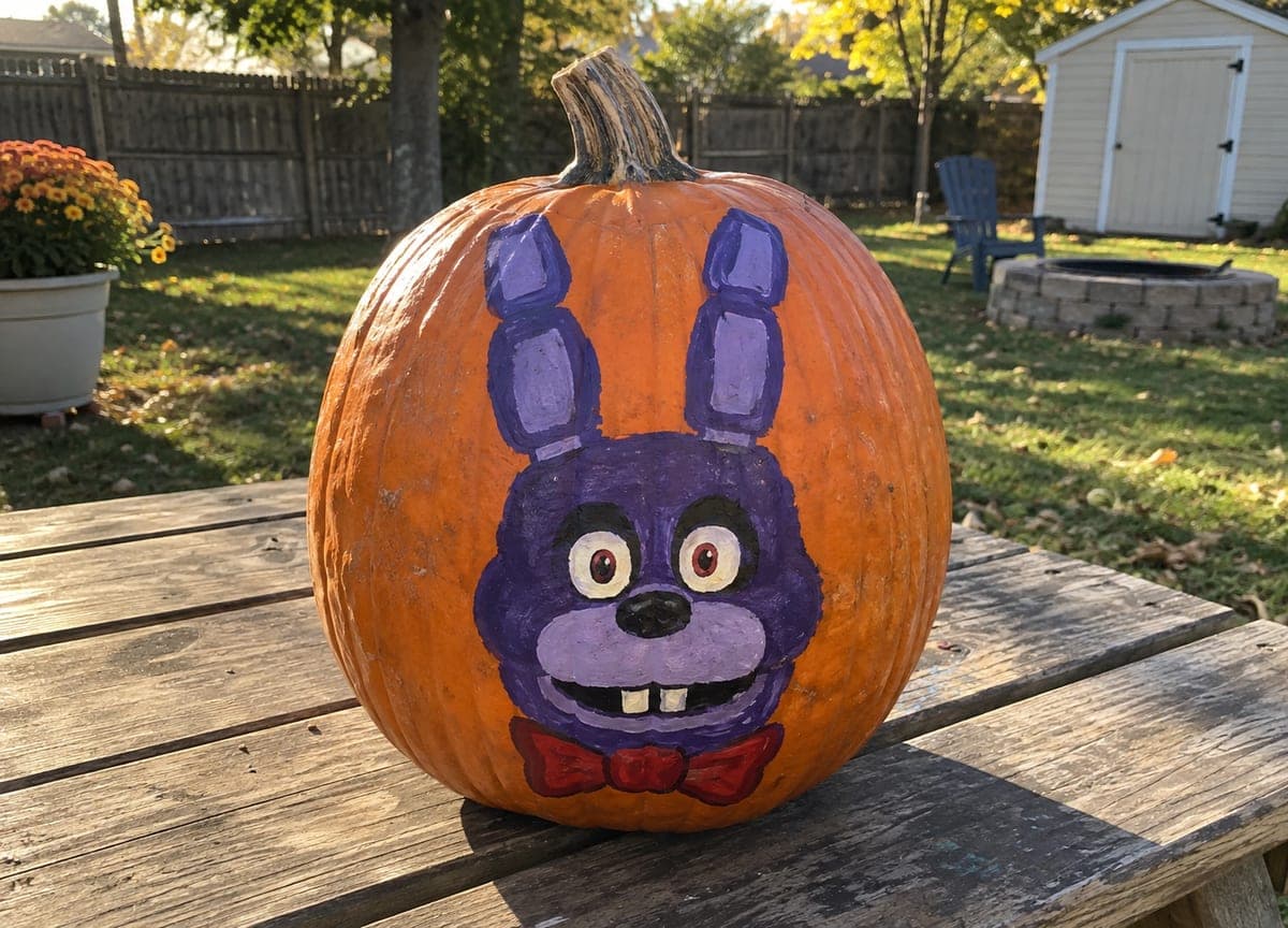 Painted Bonnie FNAF No-Carve Purple Rabbit Pumpkin
