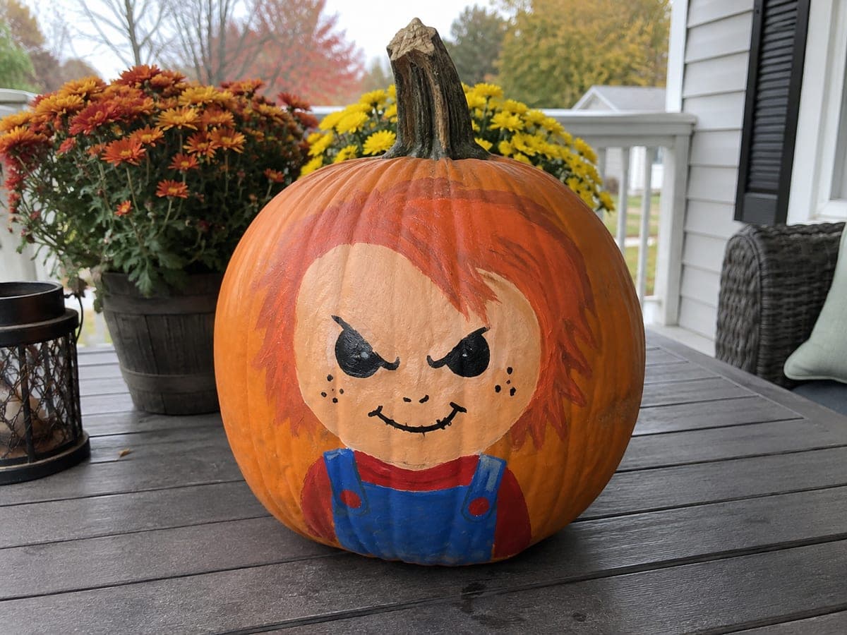 Painted Chucky Doll No-Carve Pumpkin