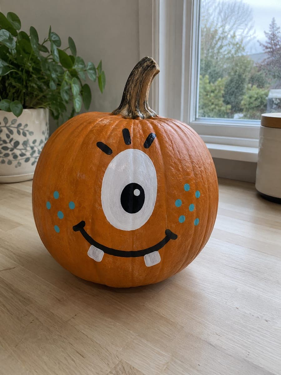 Painted Cyclops Pumpkin with Turquoise Freckles