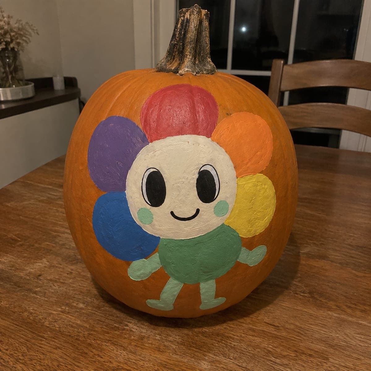 Painted Dandy's World Flower Mascot No-Carve Pumpkin