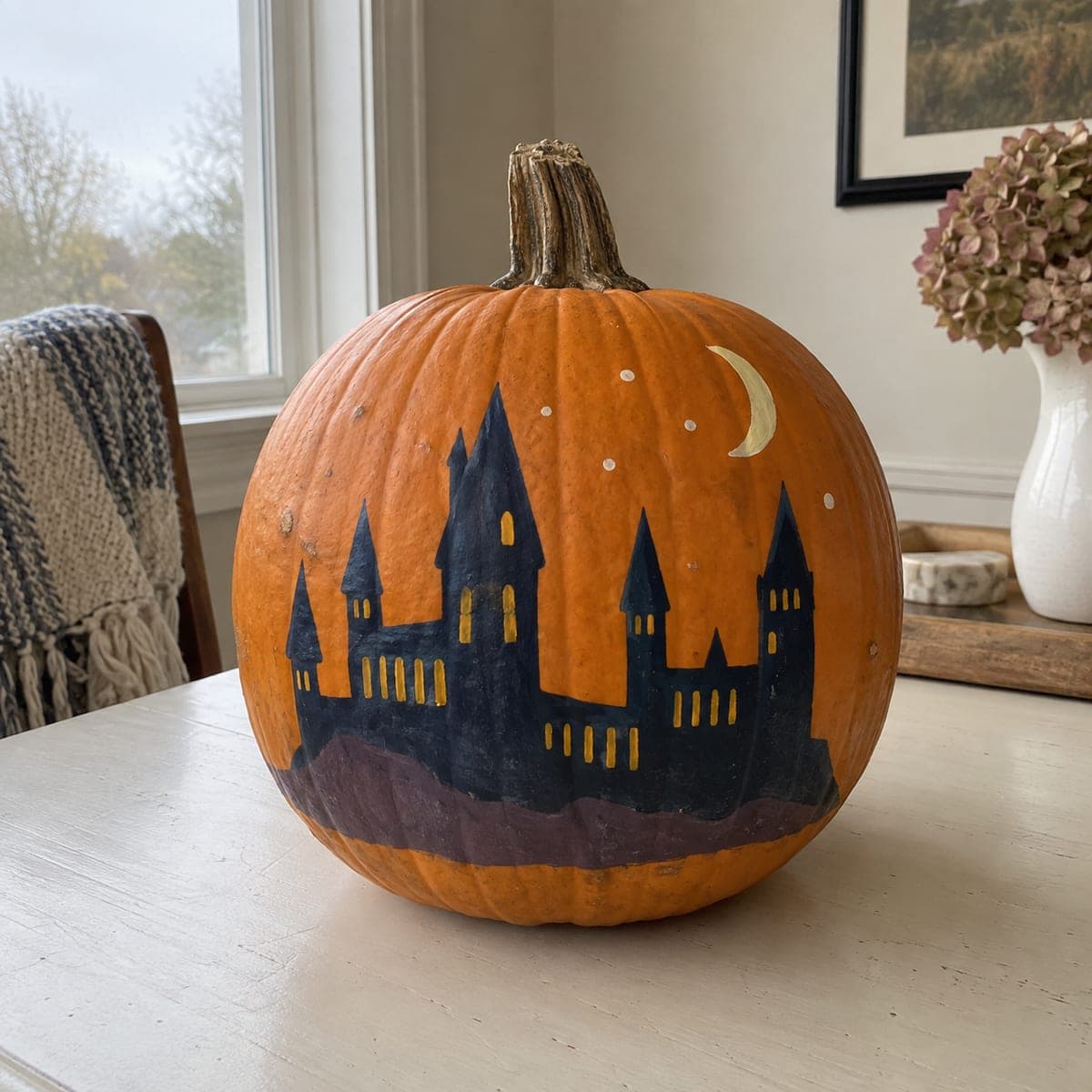 Painted Hogwarts Castle Easy Pumpkin Design