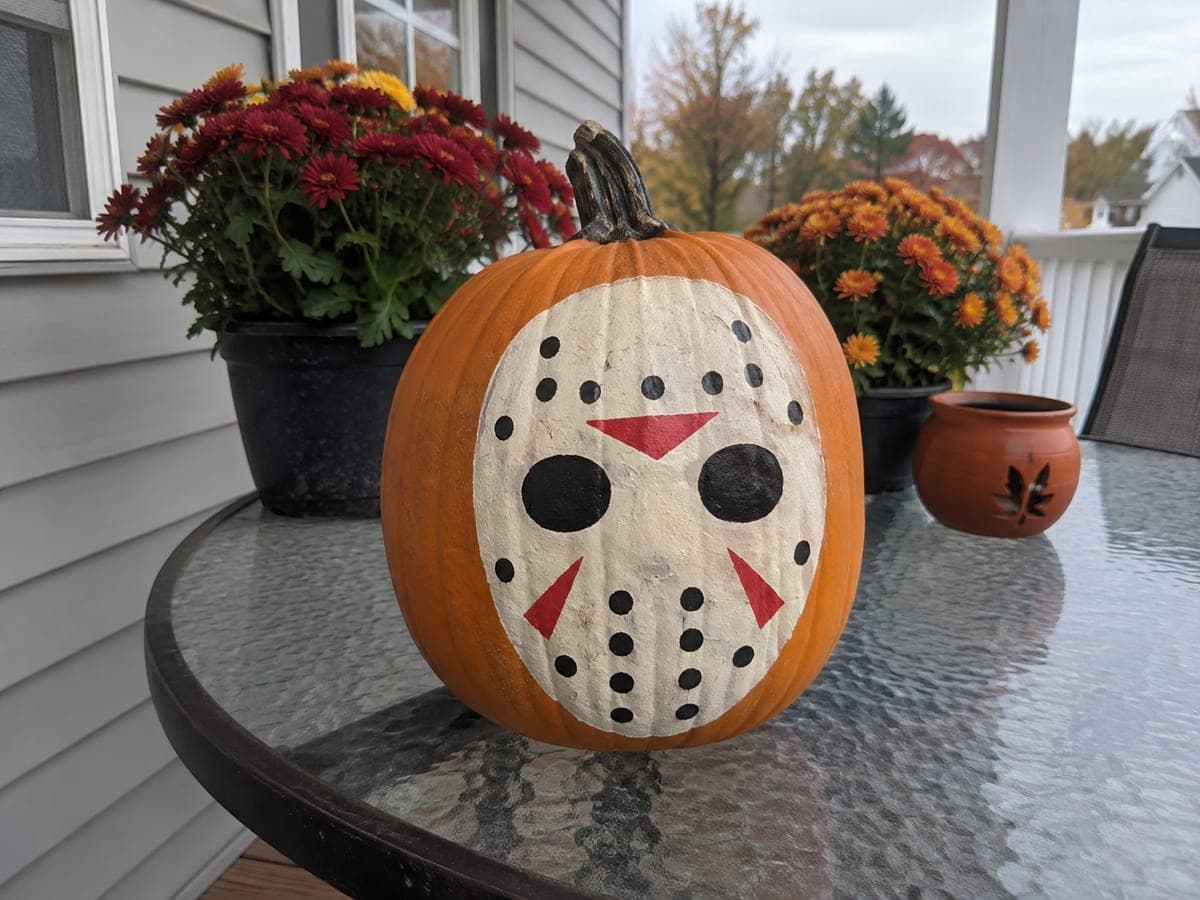 Painted Jason Voorhees Pumpkin No-Carve Mask