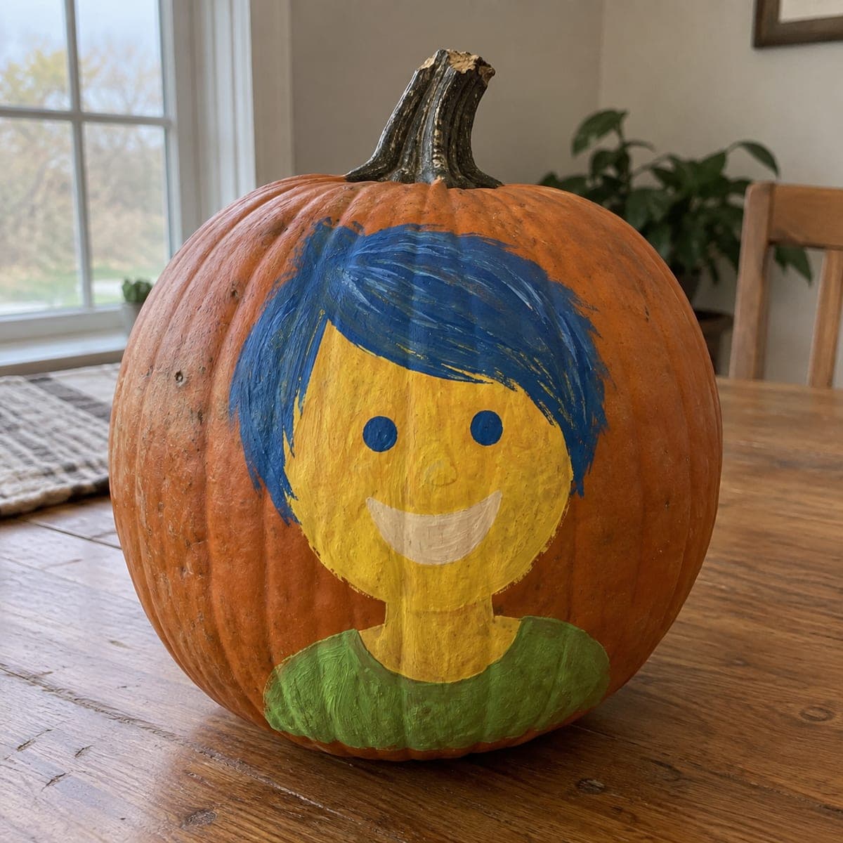 Painted Joy Pumpkin No-Carve Carving Idea