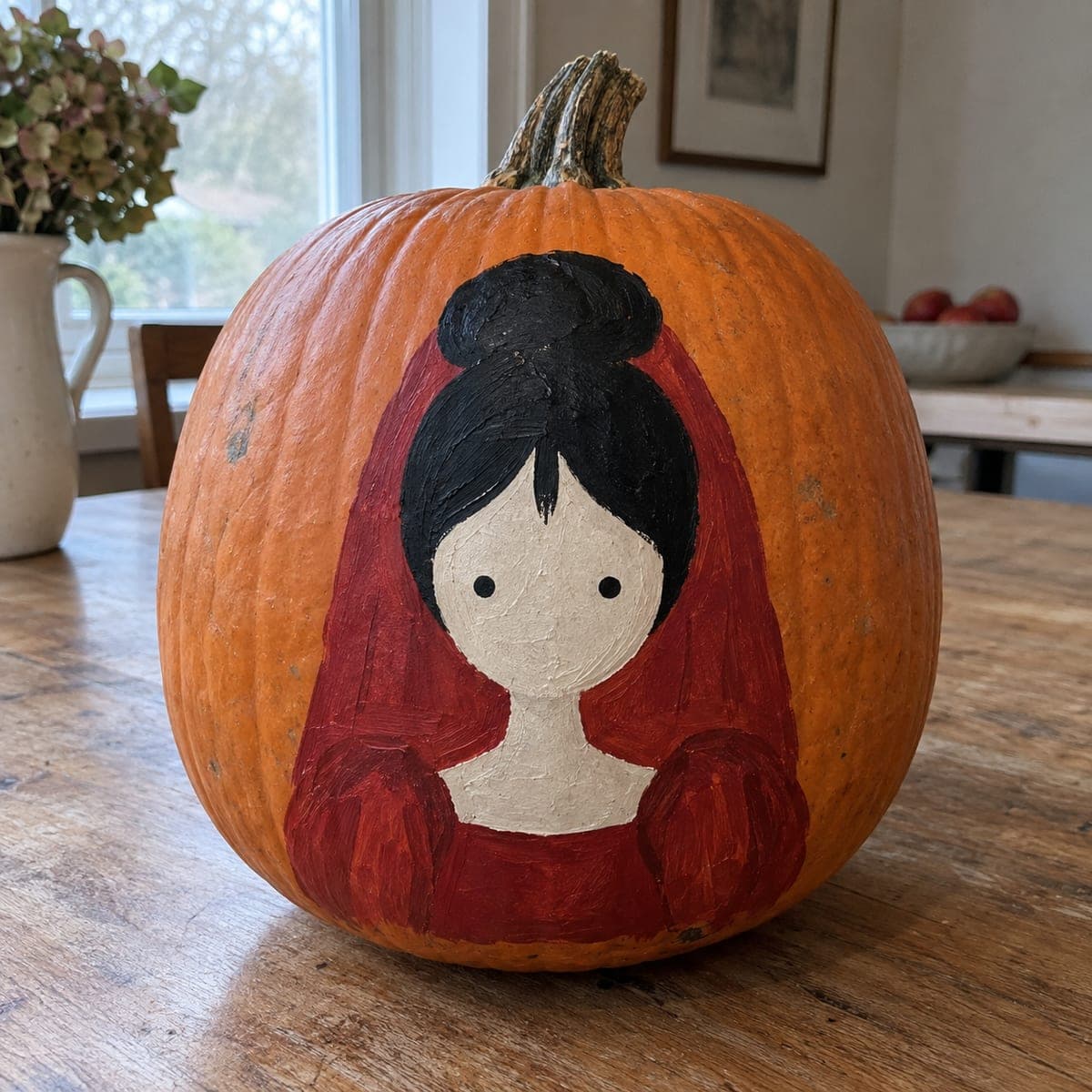 Painted Lydia Deetz No-Carve Pumpkin Idea
