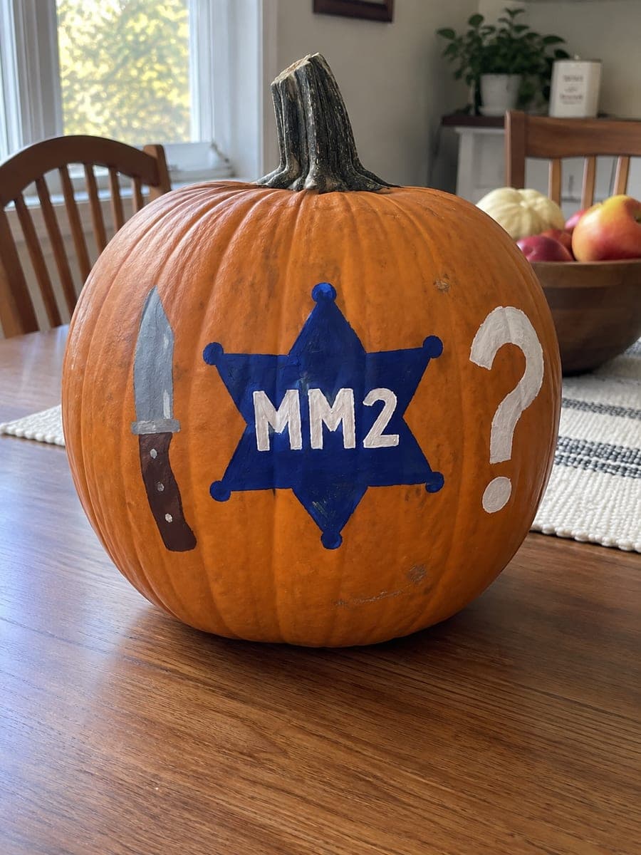 Painted MM2 Sheriff Star and Knife Pumpkin