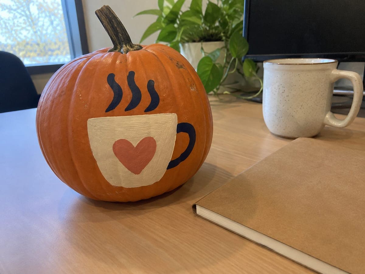 Painted Office Theme No-Carve Pumpkin Display