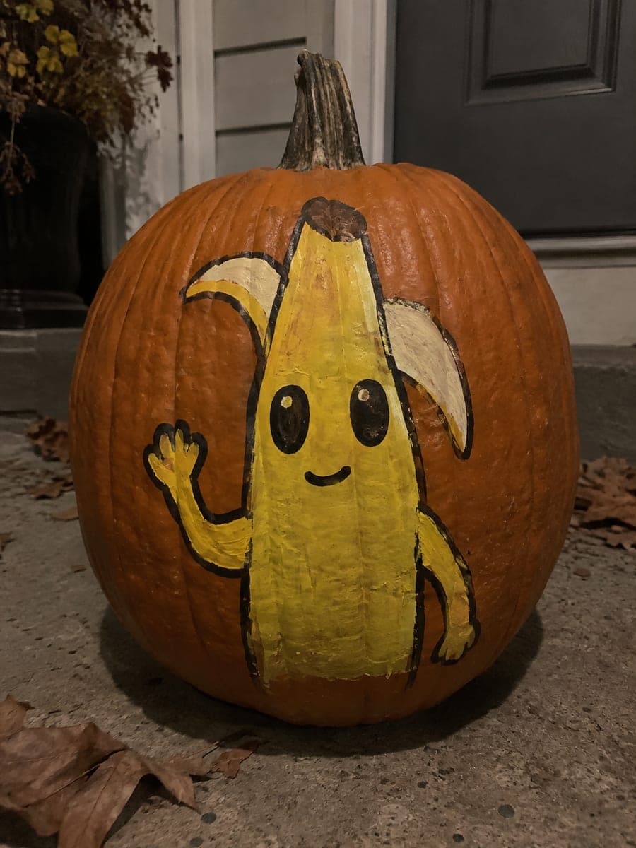 Painted Peely Banana No-Carve Pumpkin Design