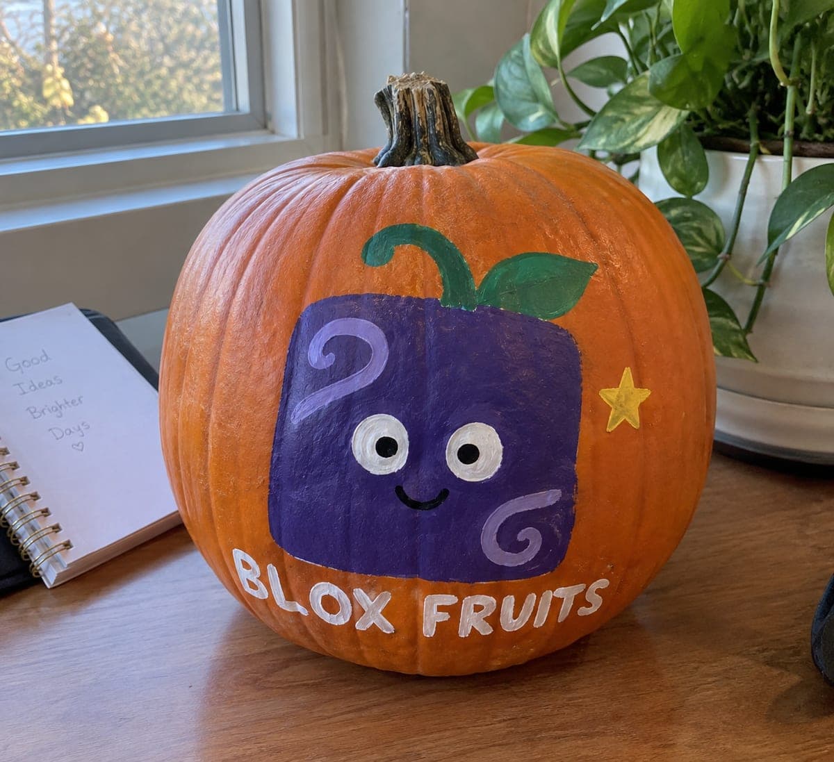 Painted Purple Magic Fruit No-Carve Pumpkin