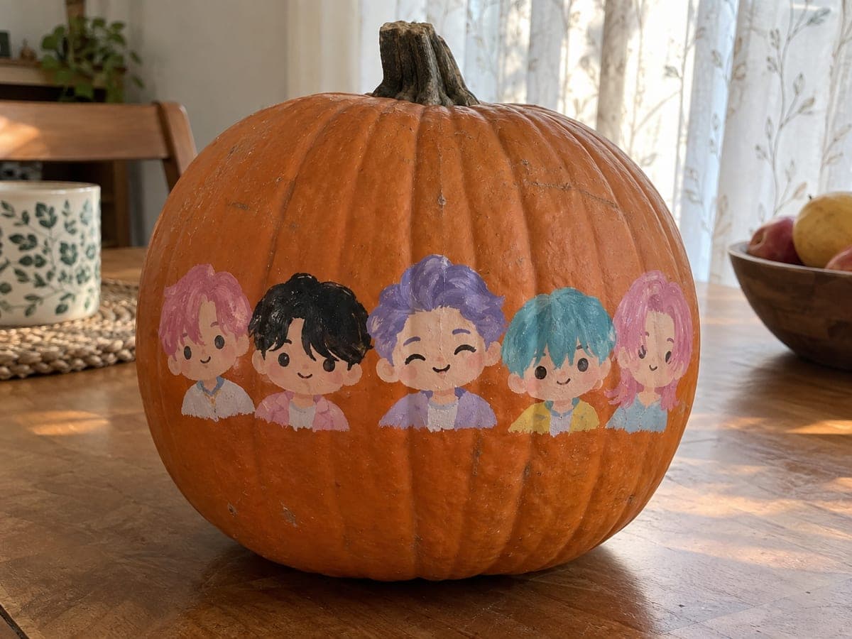 Painted Saja Boys Pumpkin With Hat Motifs