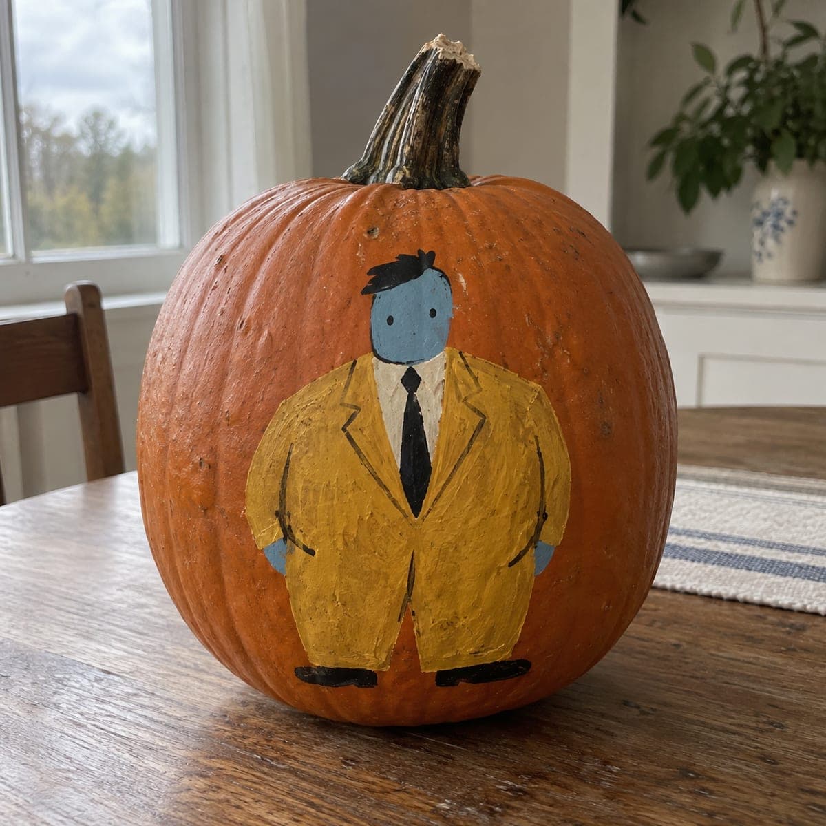 Painted Shrunken Head Bob No-Carve Pumpkin
