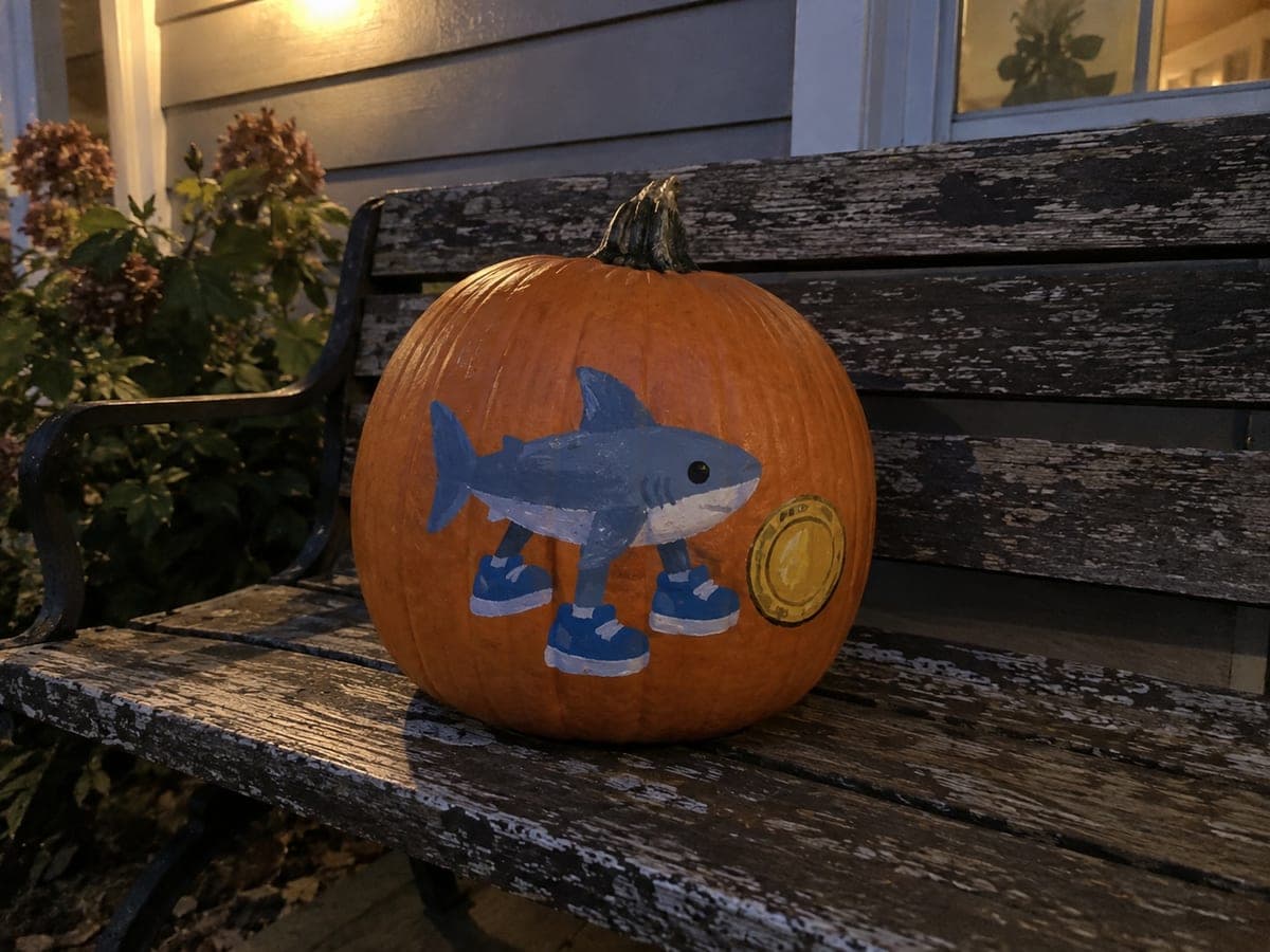 Painted Steal a Brainrot Shark No-Carve Pumpkin
