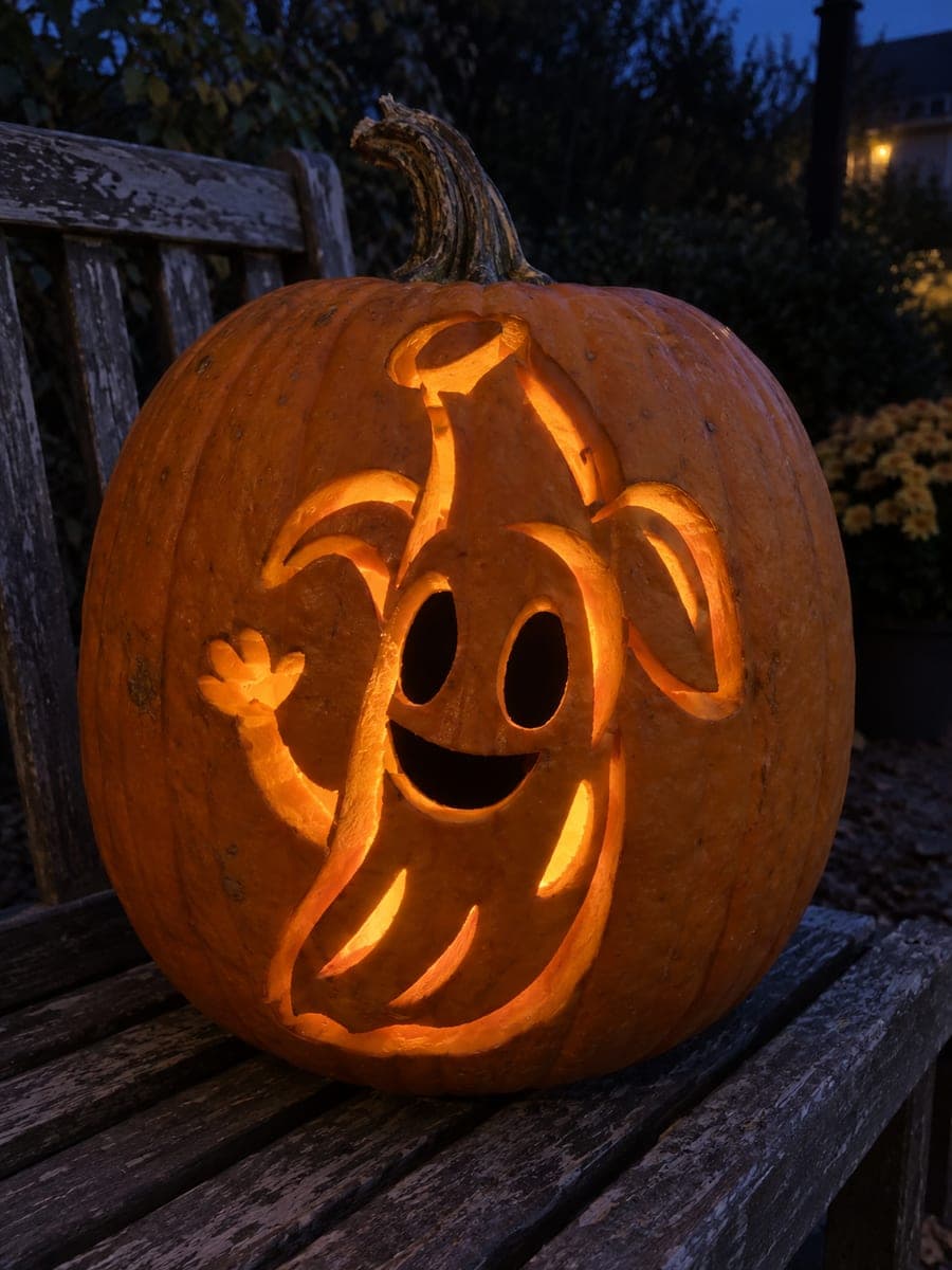 Peely Waving Arm Pumpkin Carving With Peel Highlights