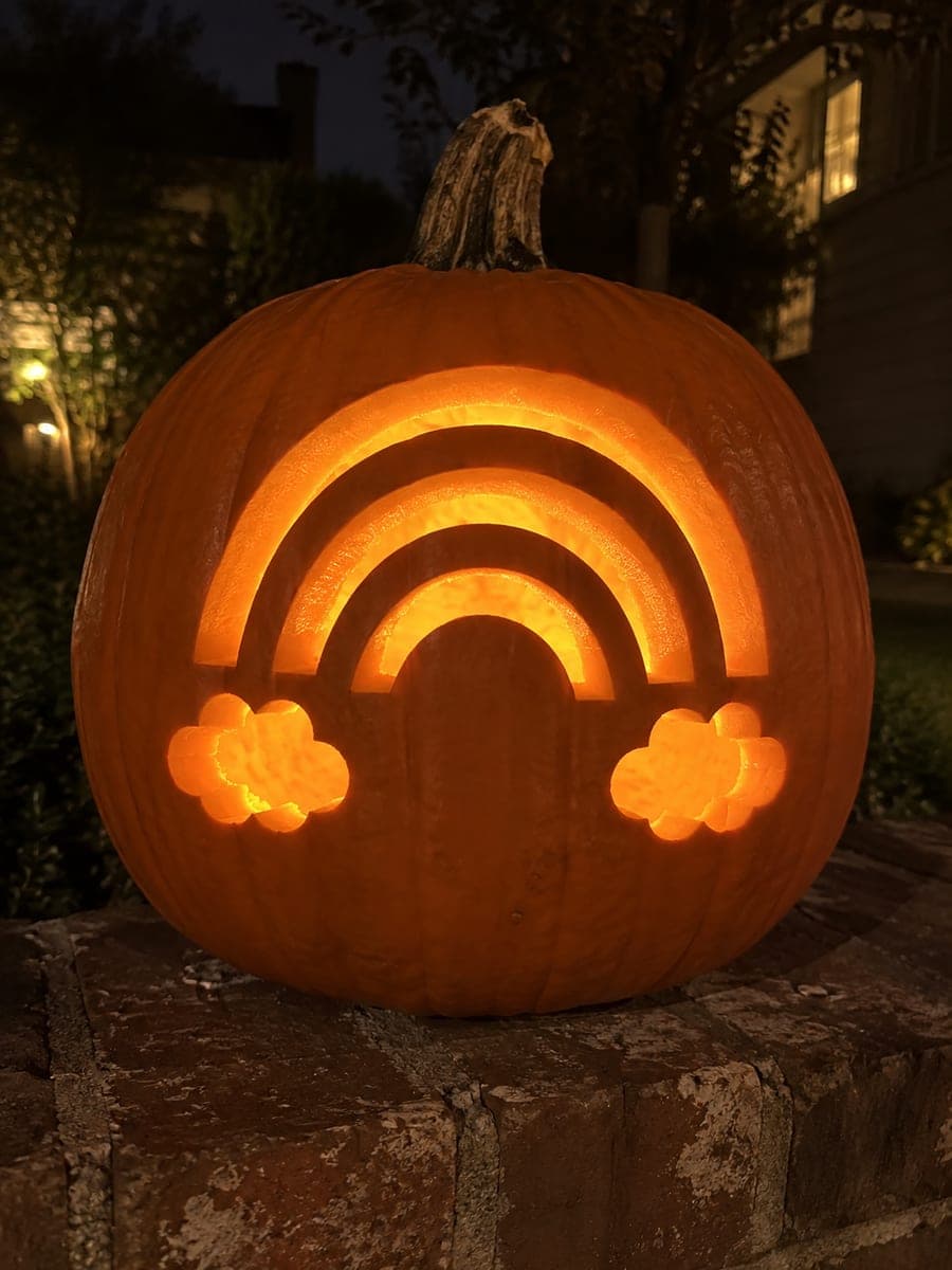 Rainbow Arch and Cloud Pumpkin Carving for Preschoolers
