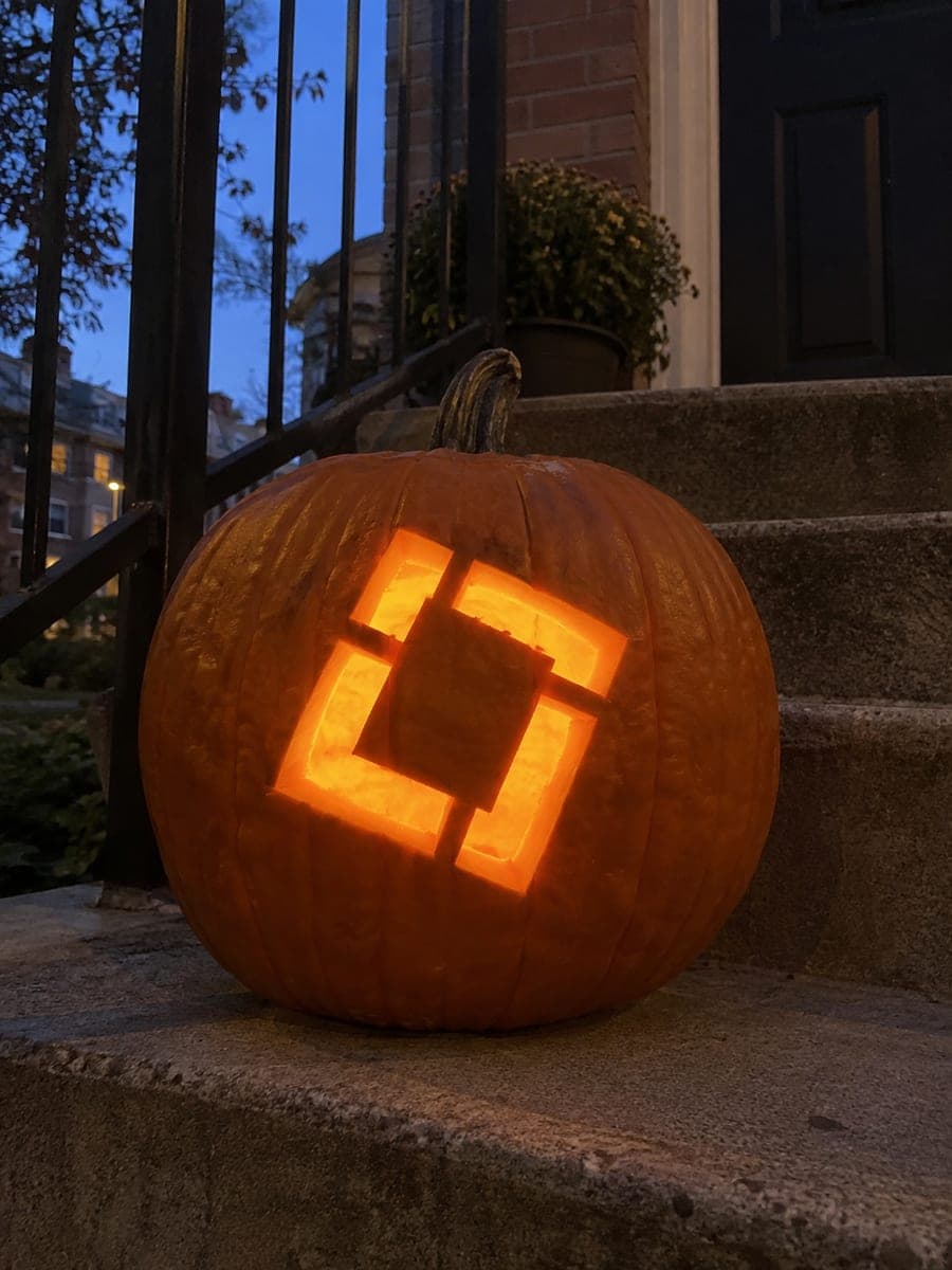Roblox Tilted Logo Pumpkin Glowing on Steps