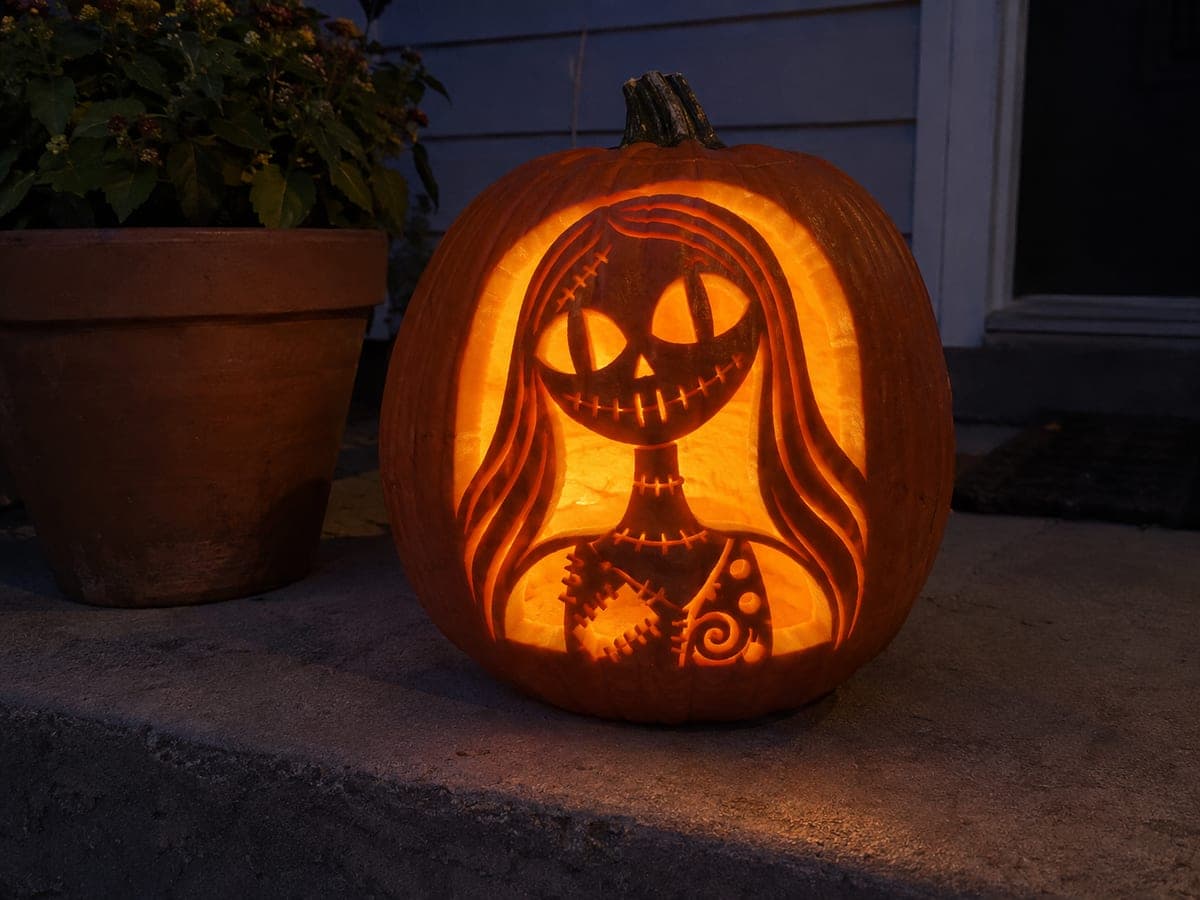 Sally Portrait Pumpkin with Patchwork Dress Detail