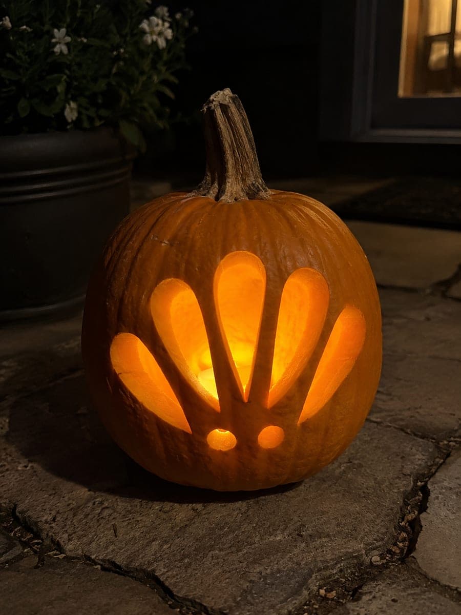 Scallop Shell Fan Pumpkin With Five Glowing Openings