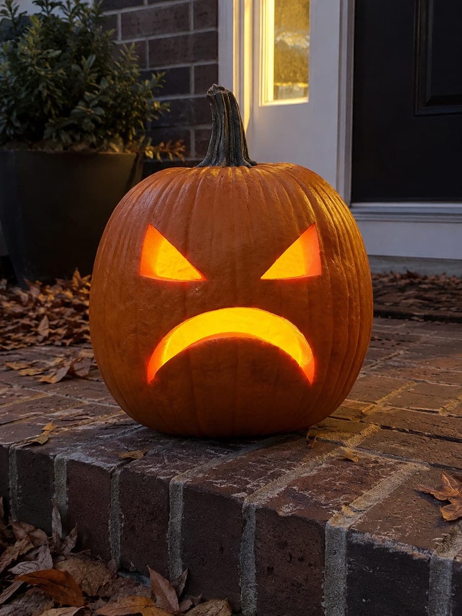 Simple Angry Pumpkin With Downturned Crescent Mouth