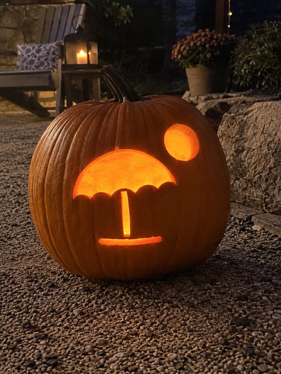 Simple Beach Umbrella and Sun Pumpkin Carving