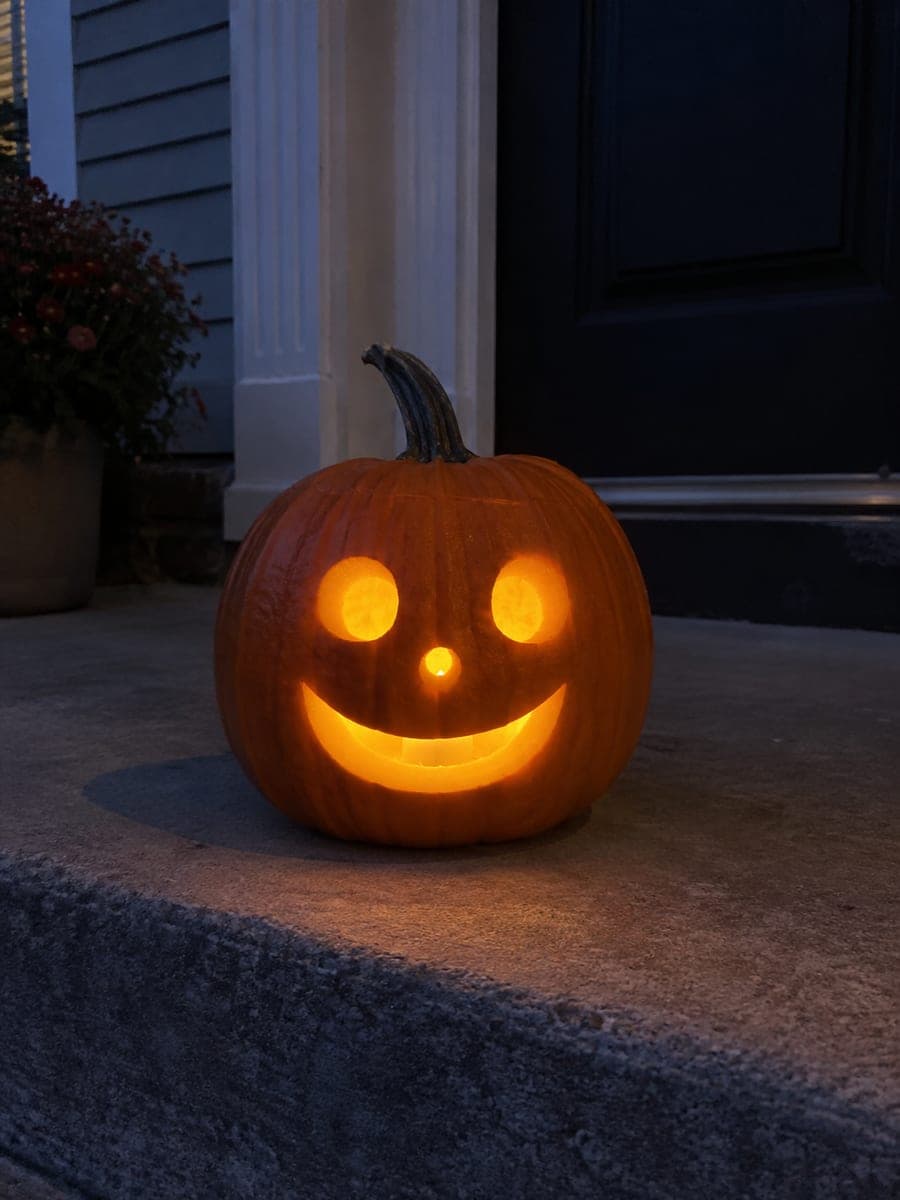 Simple Cheerful Face Pumpkin Carving Idea for Toddlers