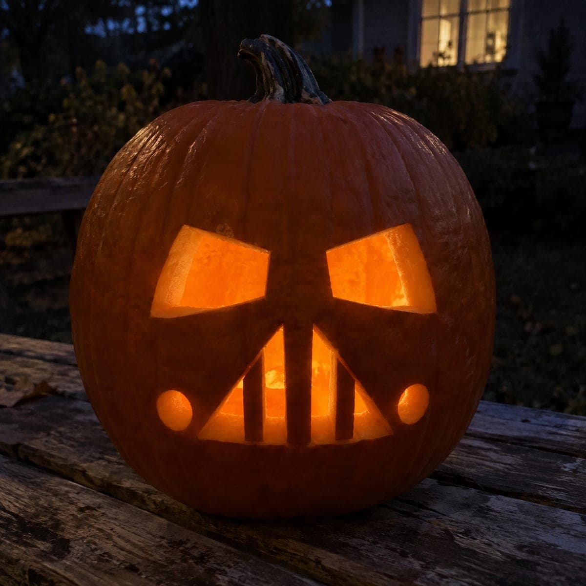 Simple Darth Vader Face Glowing Pumpkin